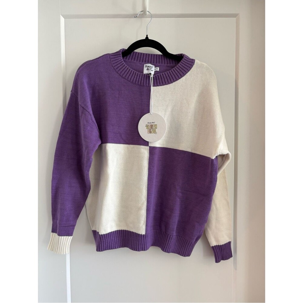 Princess Polly Purple & Cream Block Knit Sweater